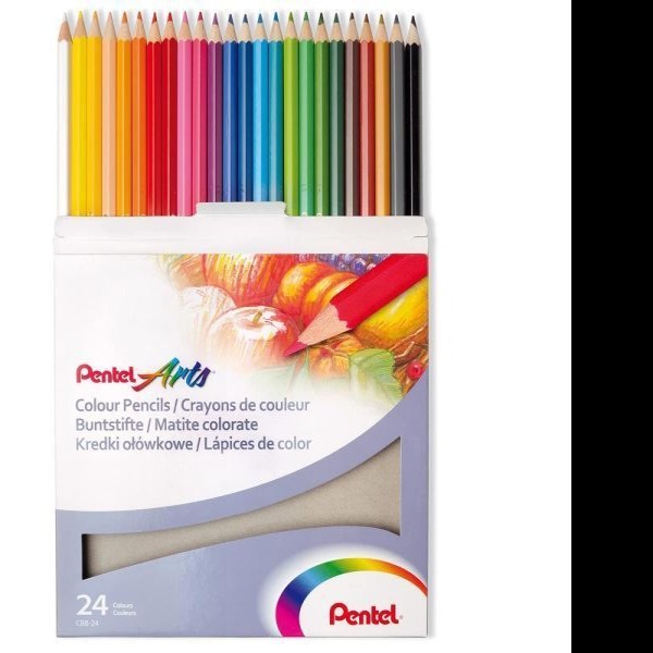 COLORES ESTUCHE C24 LARGOS PENTEL CB8-24 HEXAG.
